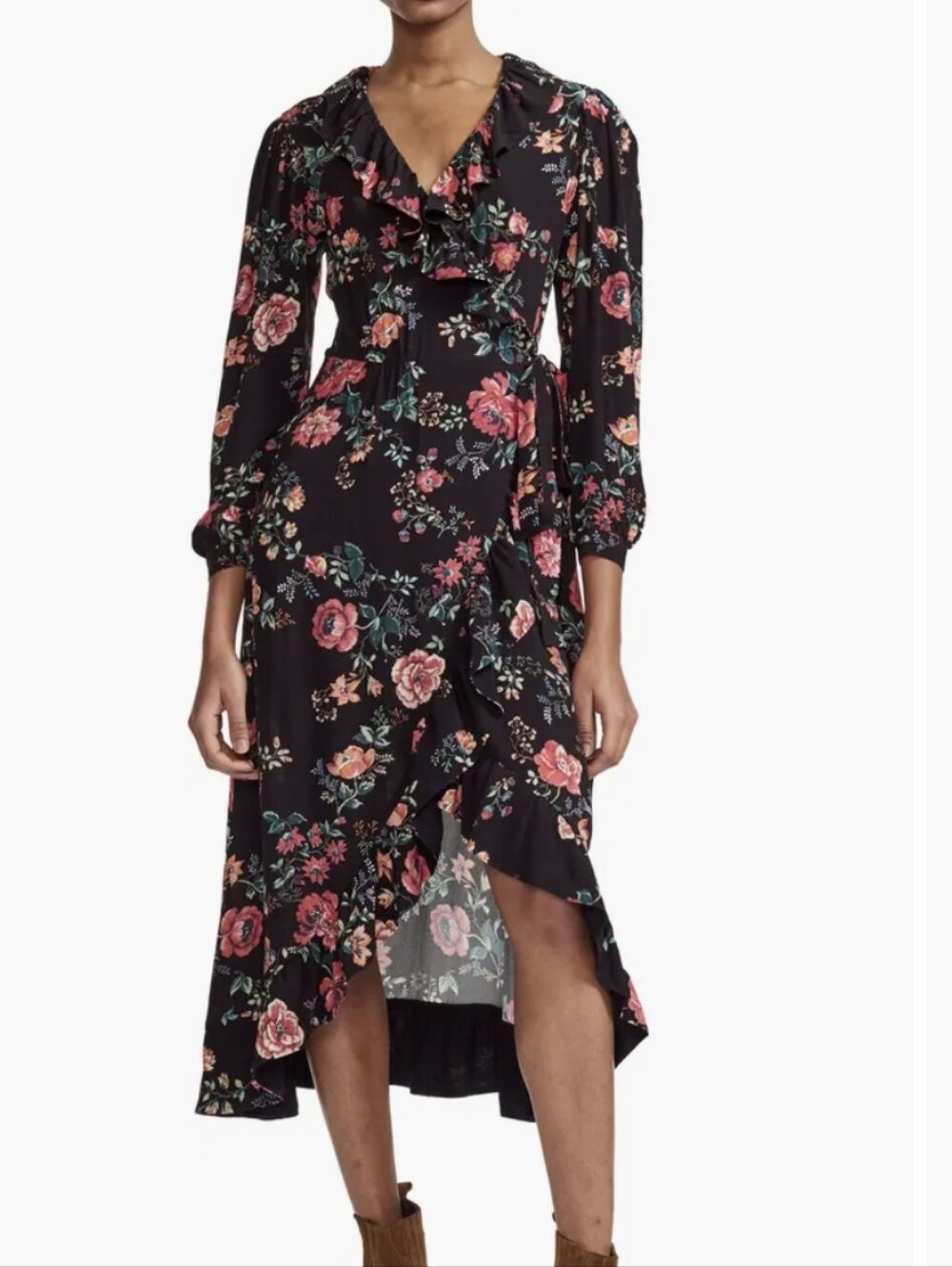 Maje Rosetina Floral Print Midi Sleeve Dress Size 8 - Picture 2 of 12